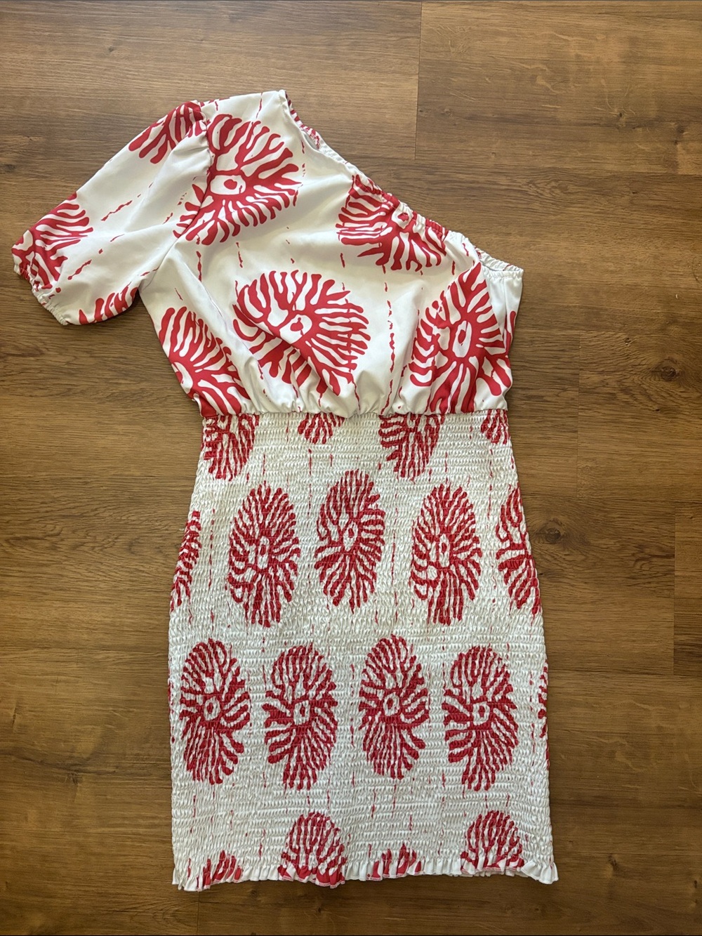Women’s One-Shoulder Red Print Dress